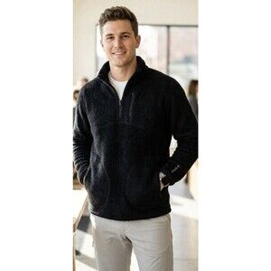 PAKA Pakacloud Alpaca Fleece Jacket Mens L Black Quarter Zip Pullover